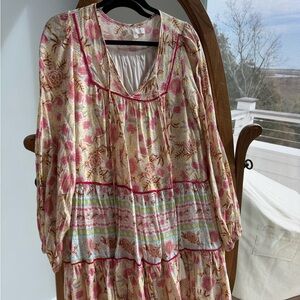Karlie Floral Midi Dress - Pink and Cream